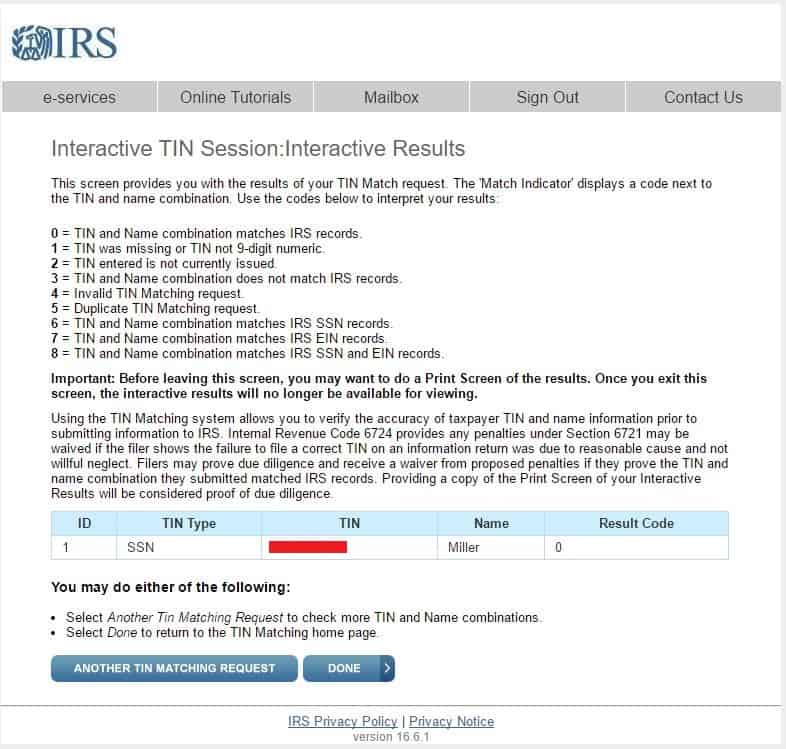 IRS Taxpayer Identification Number (TIN) Matching Service - Passport ...