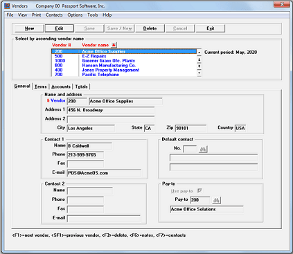 Screenshot of Passport Software's Accounts Payable Software