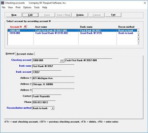 screen shot of check reconciliation software
