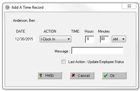 Screenshot of TimeClick timeclock software