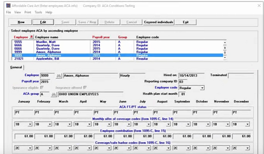 Closeup of our ACA software