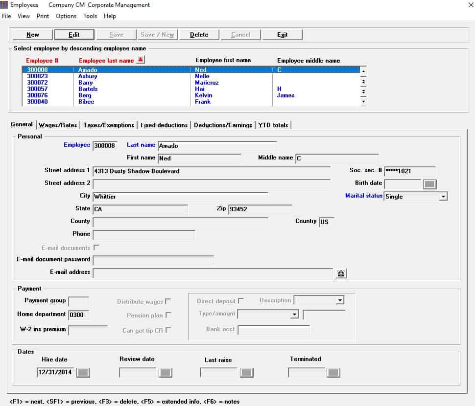 Passport Software's ACA Reporting Software screen