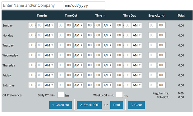 free time clock calculations