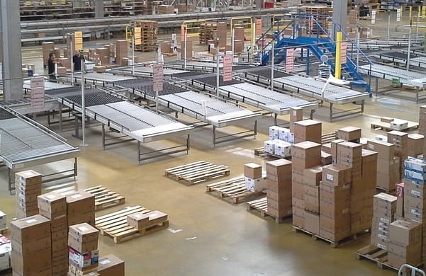 Picture of a warehouse that uses a barcode scanner to pack orders