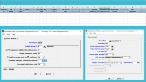 Screen shot of ACA Software company information screen and mass update utility