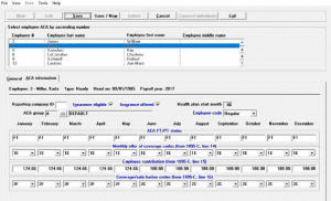 screen shot of ACA Software employee information