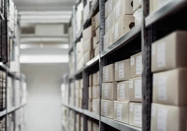 Picture of a distribution center with boxes